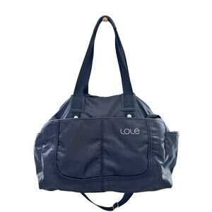 Lolë Black Nylon Gym Travel Tote Bag Weekender Carryall Shoulder Strap Duffle